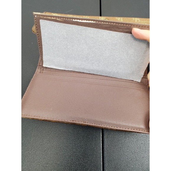 Brentano Trifold Wallet Womens Brown Leather Credit Card Holder Signature Logo - Picture 10 of 12